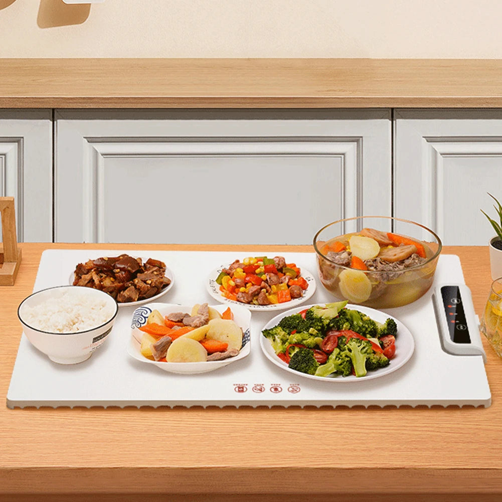 Electric Warming Tray with Adjustable Temperature - Fast Heating Smart Plate for Parties & Family Gatherings