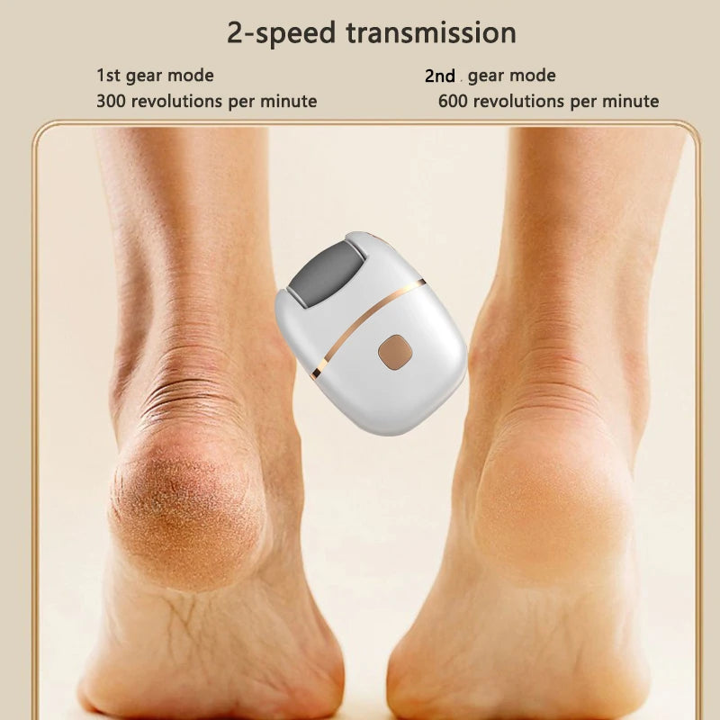 Electric Foot Grinder - Rechargeable with 2 Grinding Heads for Polishing Thick Skin & Calluses