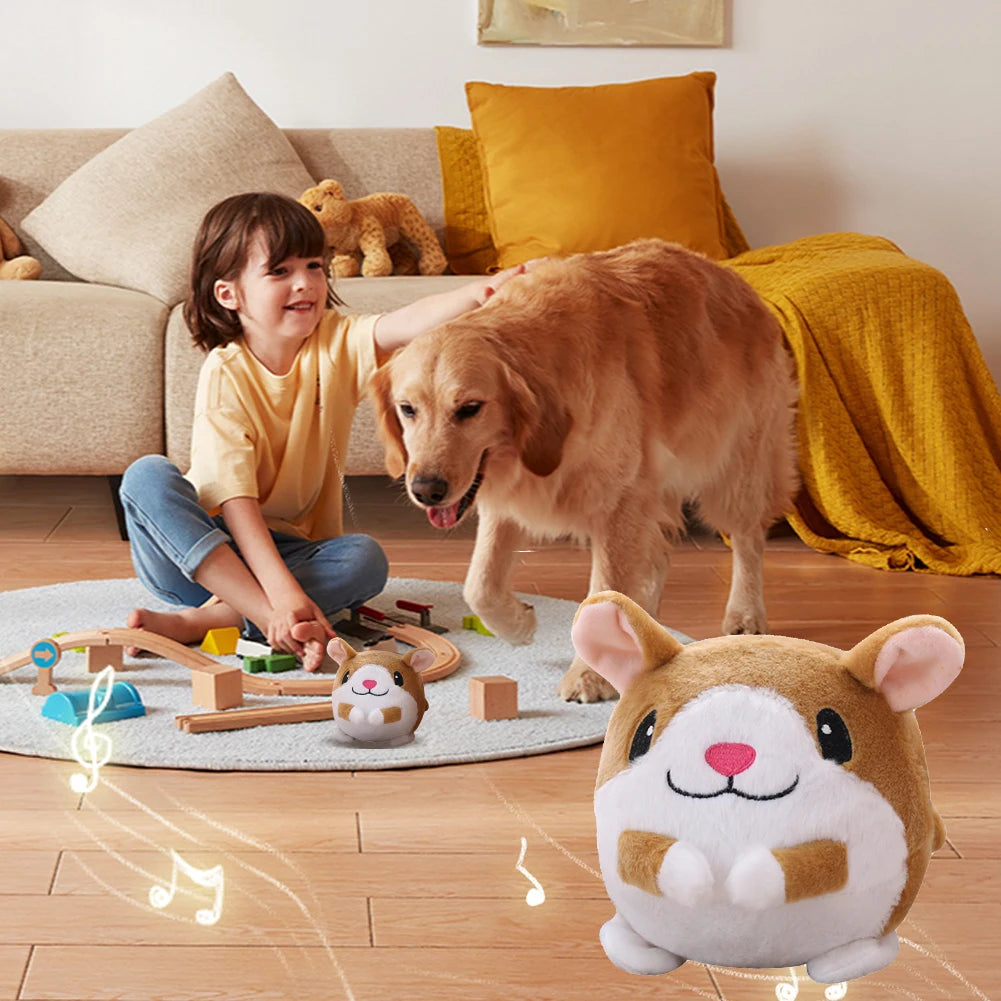 Plush Automatic Bouncing Dog Toy - Music, Vibration, and Self-Moving Interactive Ball