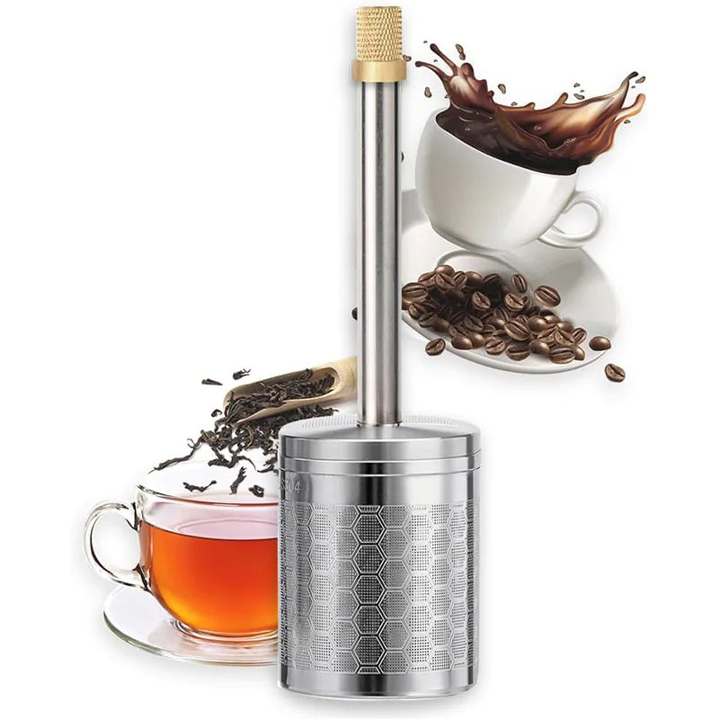 Reusable Stainless Steel Coffee Filter - Portable Travel Brewer & Tea Infuser, Eco-Friendly Kitchen Accessory