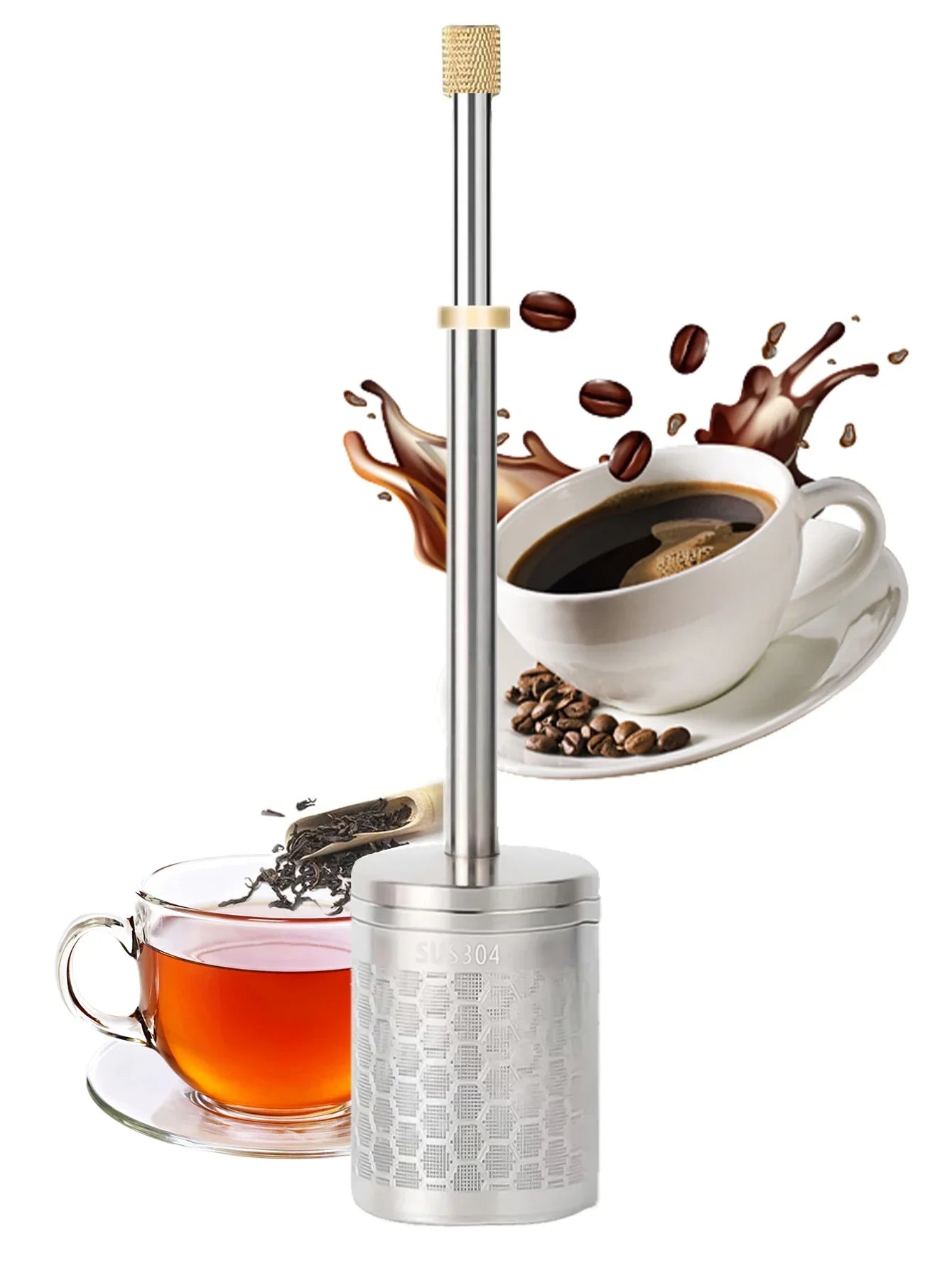 Reusable Stainless Steel Coffee Filter - Portable Travel Brewer & Tea Infuser, Eco-Friendly Kitchen Accessory