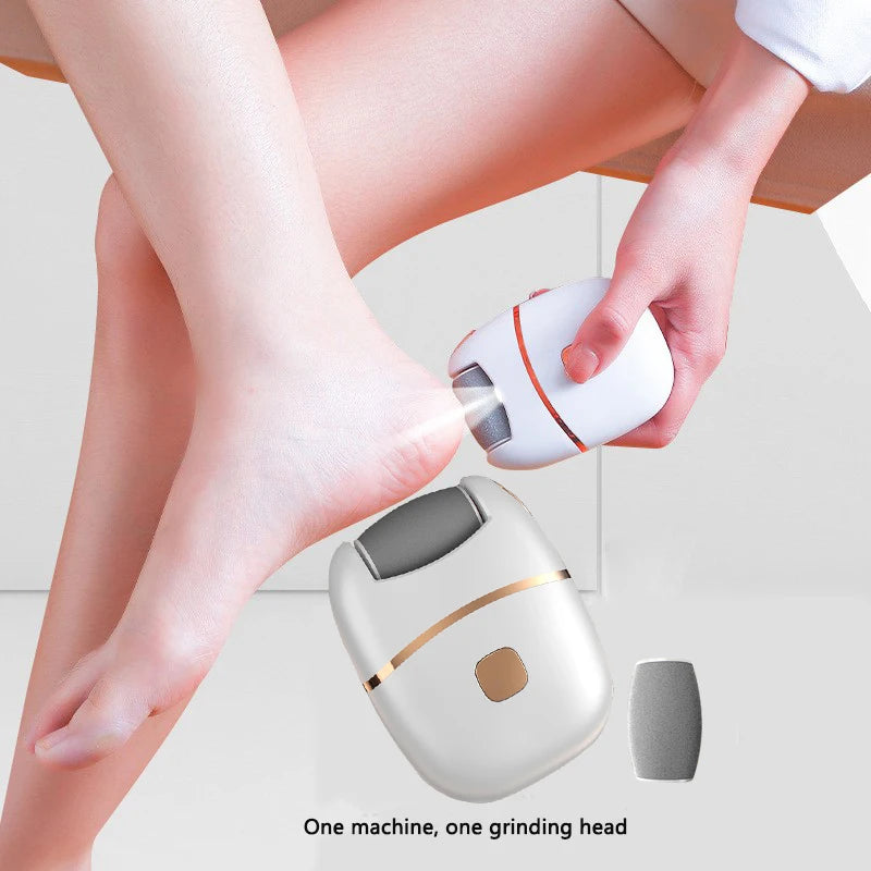 Electric Foot Grinder - Rechargeable with 2 Grinding Heads for Polishing Thick Skin & Calluses