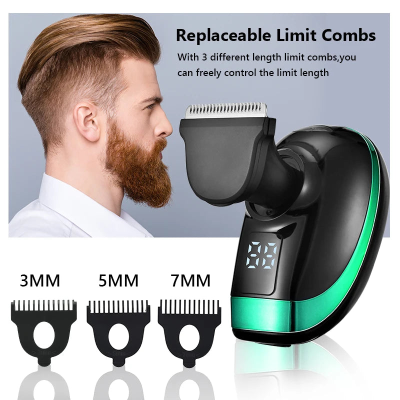 5-in-1 4D Men's Rechargeable Electric Shaver & Trimmer - Bald Head, Beard, Nose, Ear, Facial Grooming Kit