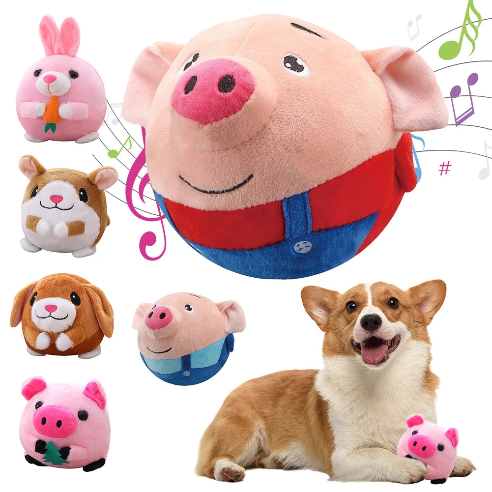 Plush Automatic Bouncing Dog Toy - Music, Vibration, and Self-Moving Interactive Ball