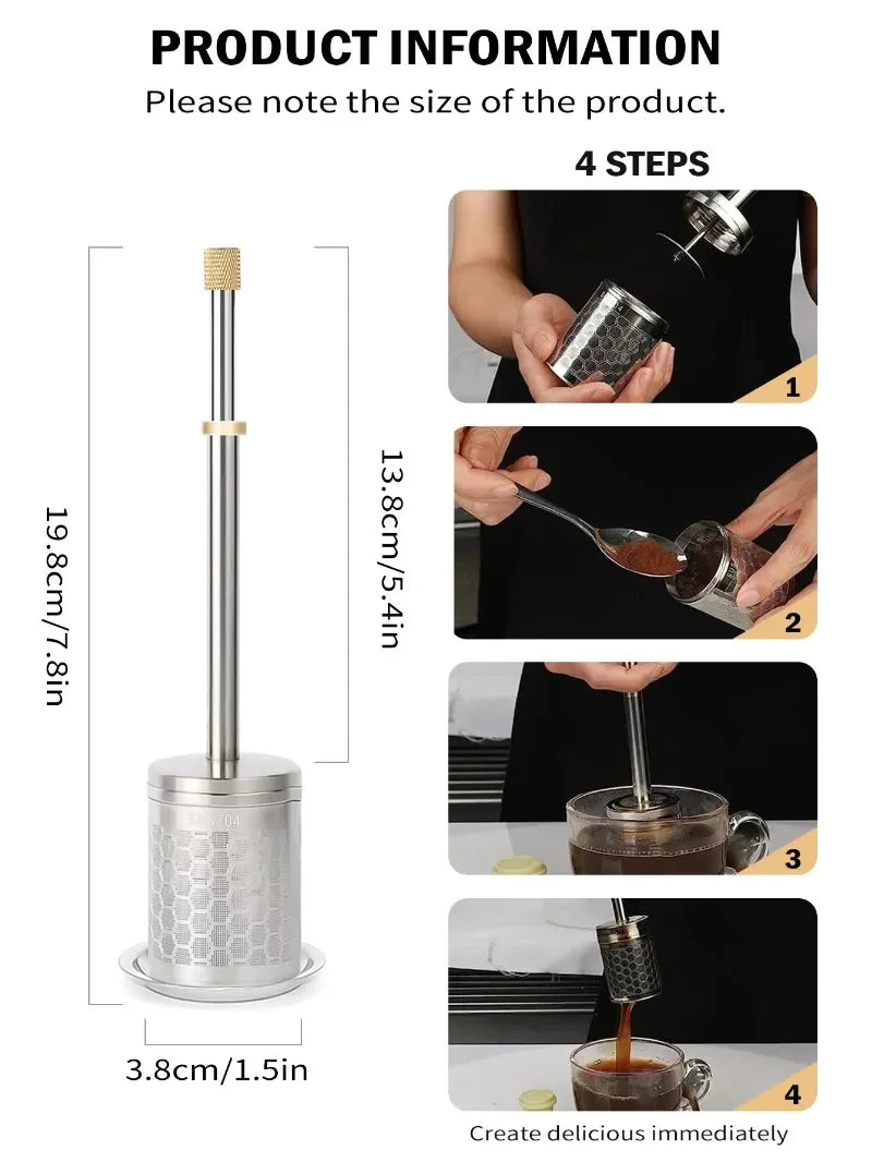 Reusable Stainless Steel Coffee Filter - Portable Travel Brewer & Tea Infuser, Eco-Friendly Kitchen Accessory