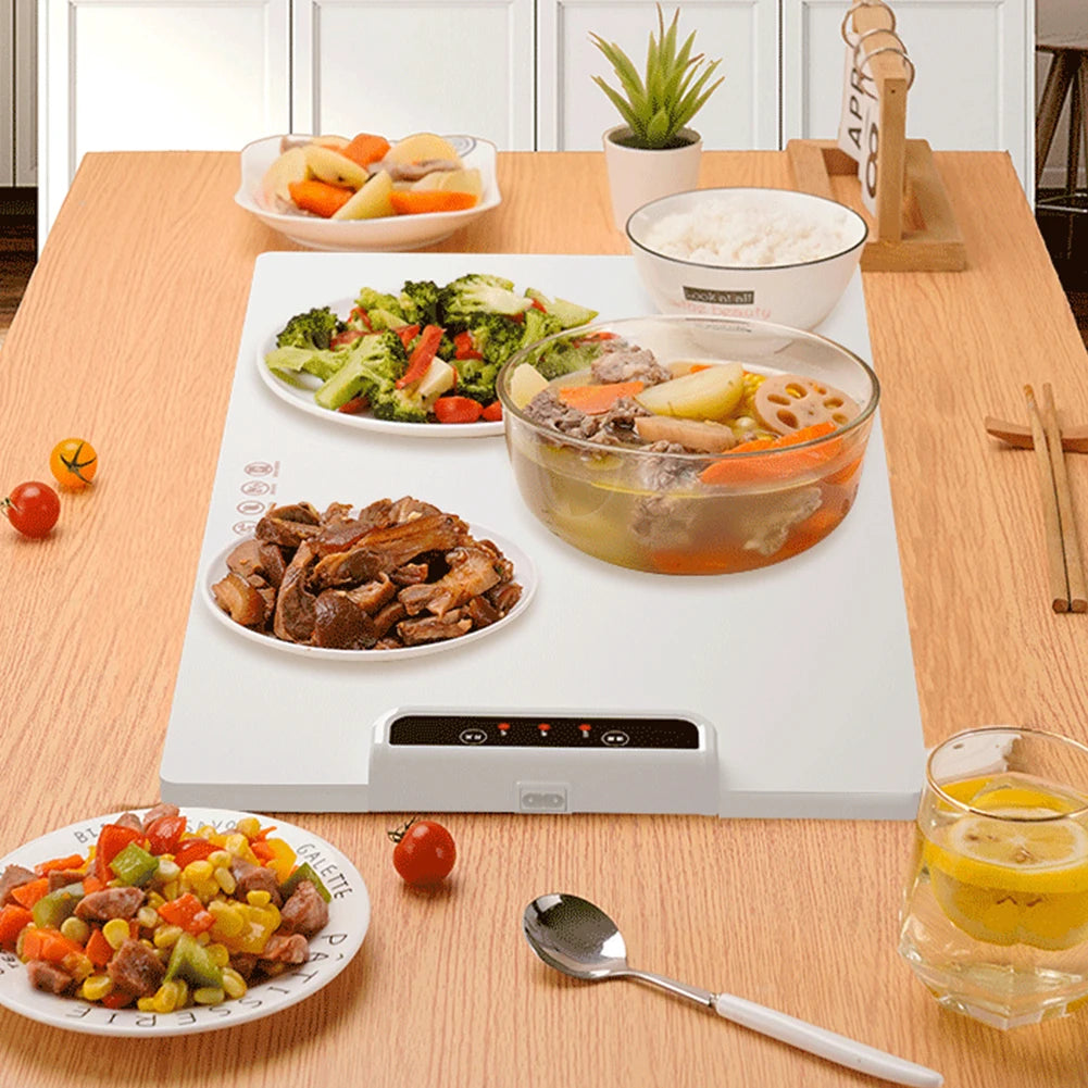 Electric Warming Tray with Adjustable Temperature - Fast Heating Smart Plate for Parties & Family Gatherings