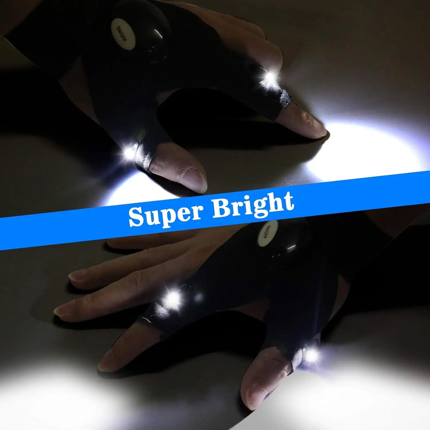 LED Fingerless Gloves for Men & Women - Waterproof, Night Fishing, Cycling, Running, and Outdoor Use