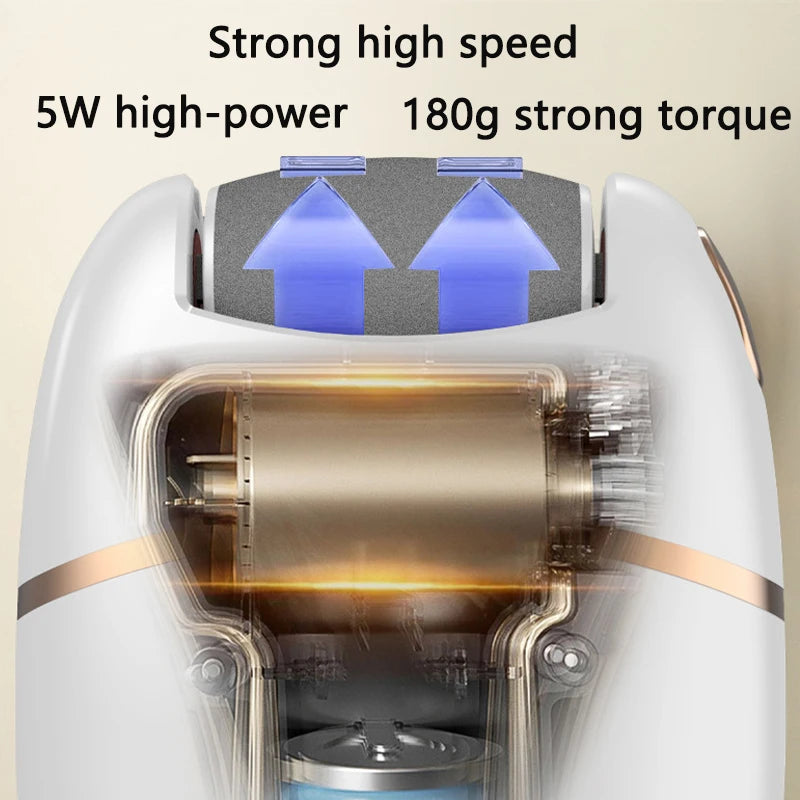 Electric Foot Grinder - Rechargeable with 2 Grinding Heads for Polishing Thick Skin & Calluses