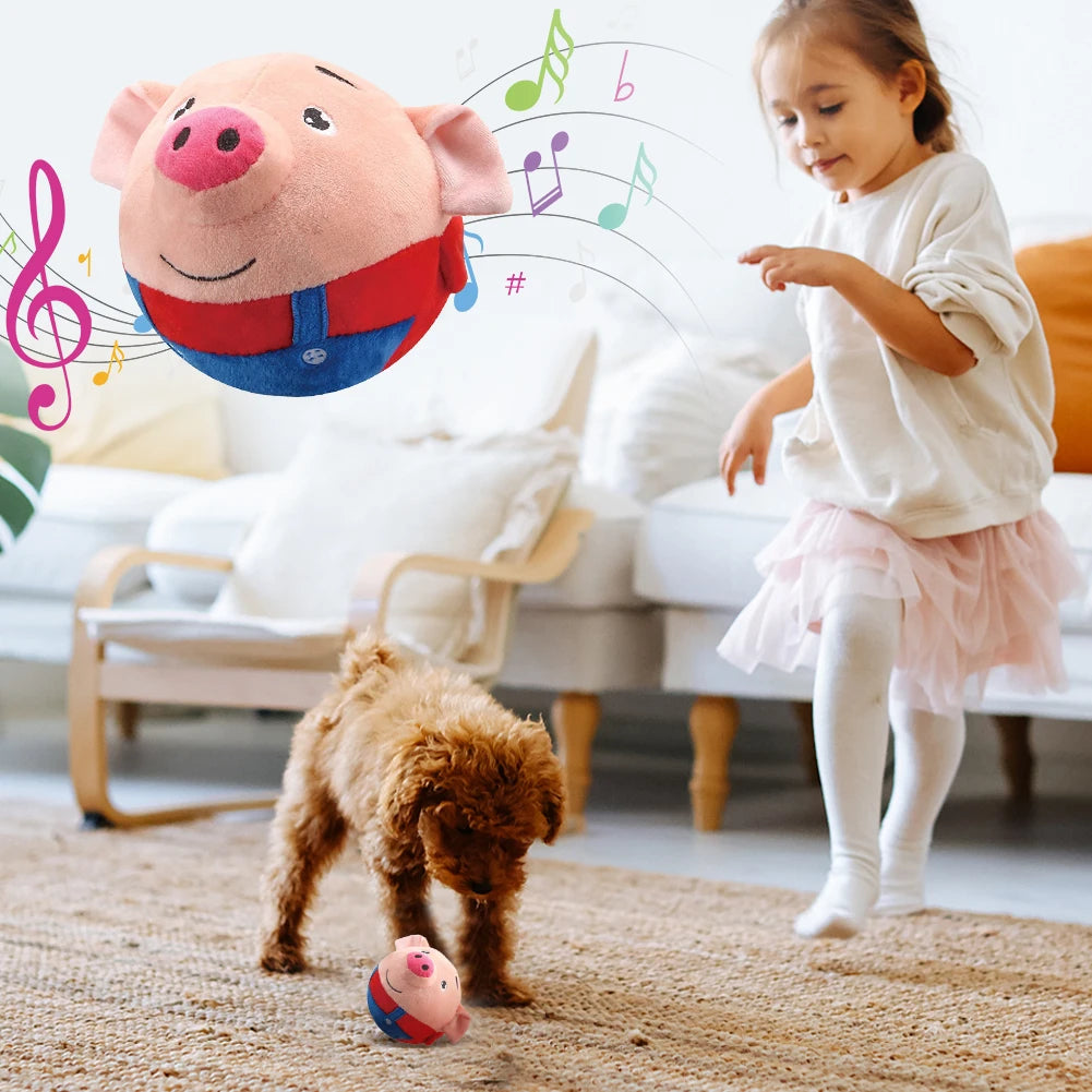 Plush Automatic Bouncing Dog Toy - Music, Vibration, and Self-Moving Interactive Ball